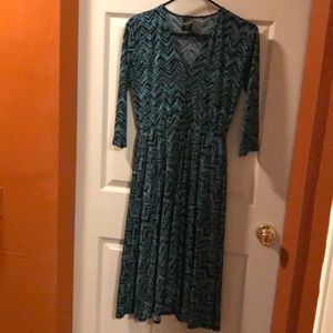 Black and Turquoise Tea Length Dress